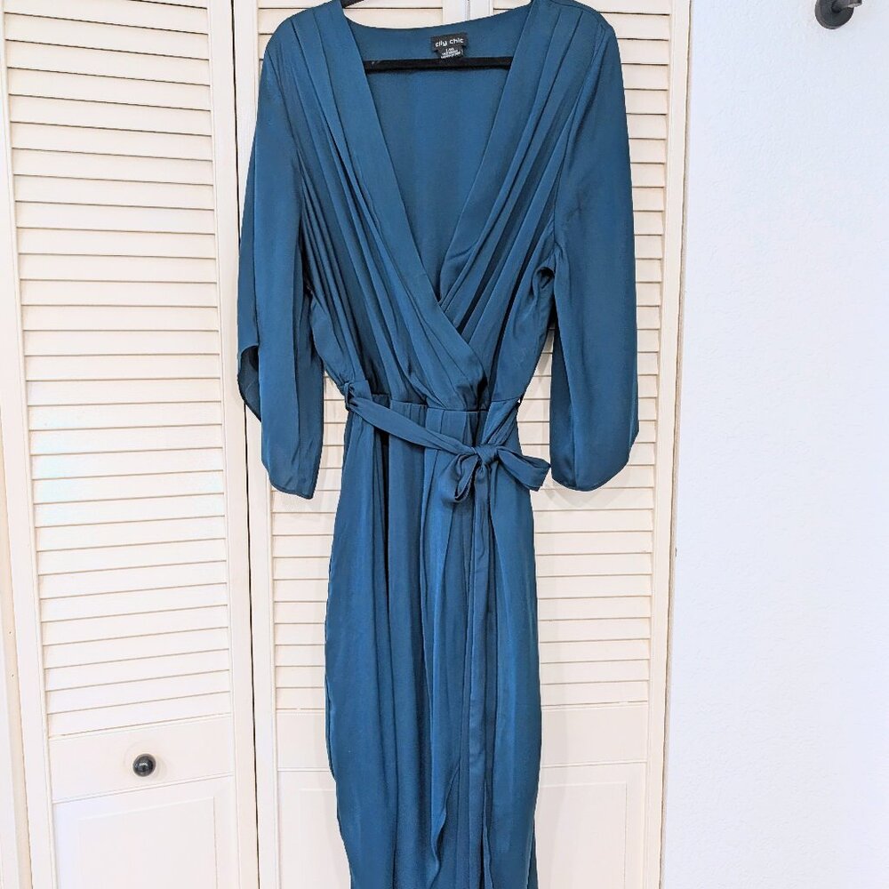 CITY CHIC OPULENT WRAP DRESS , TEAL size 20
